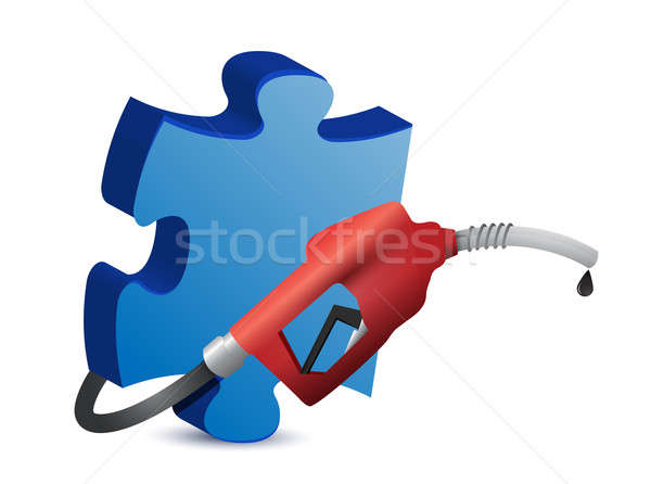 Puzzle darab benzinkút pumpa fúvóka autó kék Stock fotó © alexmillos