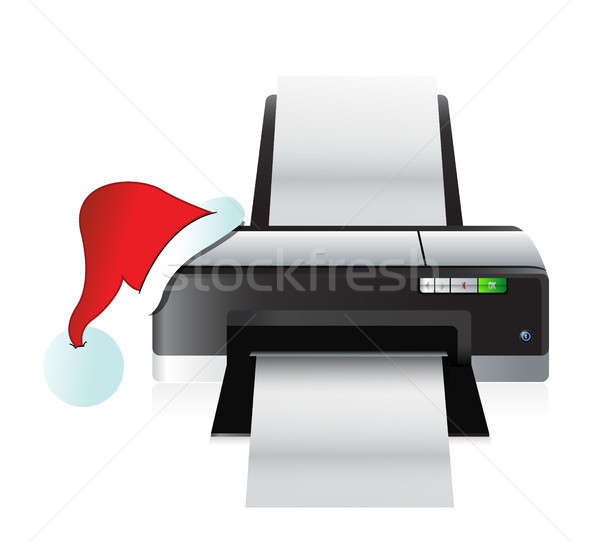 Сток-фото: принтер · Рождества · Hat · подарок · иллюстрация · дизайна