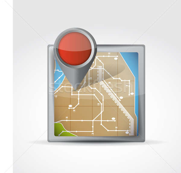 map icon with Pin Pointer illustration design Stock photo © alexmillos