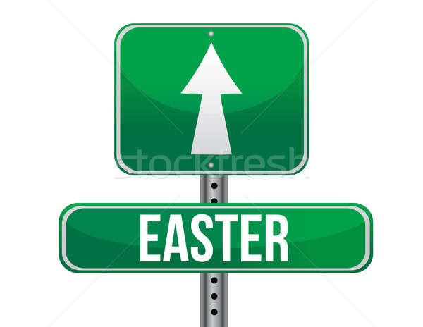 eastern traffic road sign illustration design over white Stock photo © alexmillos