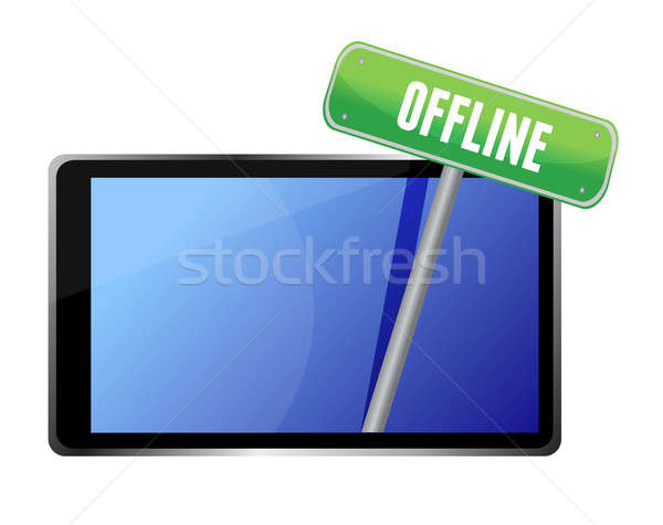 Stock photo: tablet with offline message illustration design over white