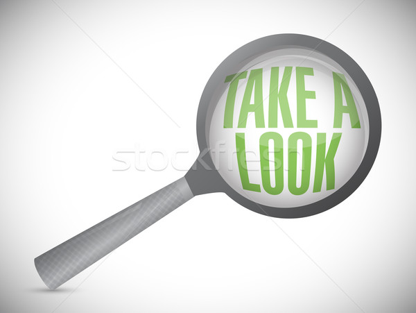 take a look, under a magnifier. illustration design over white Stock photo © alexmillos