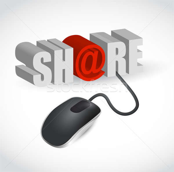 illustration of text share and computer mouse over white backgro Stock photo © alexmillos
