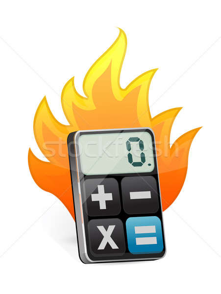 Fire and modern calculator  Stock photo © alexmillos