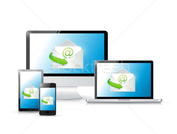 E-mail set elettronica illustrazione design bianco Foto d'archivio © alexmillos