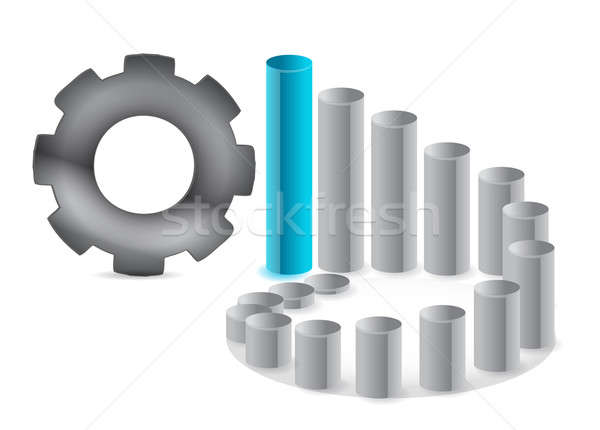 Economic graph with moving gear illustration Stock photo © alexmillos