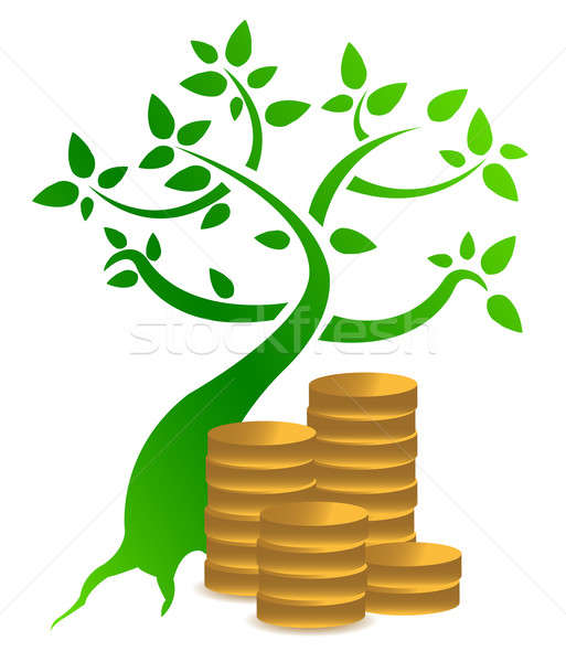 Stock photo: money tree with coins illustration design on white