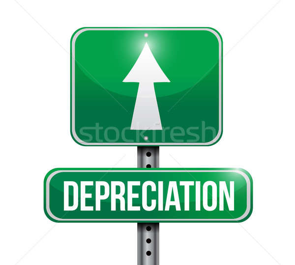 depreciation road sign illustration design over white Stock photo © alexmillos