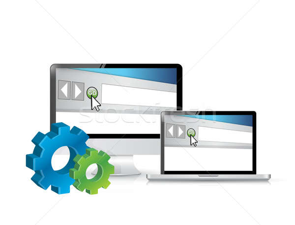 electronic Gears symbol browser illustration design over white Stock photo © alexmillos