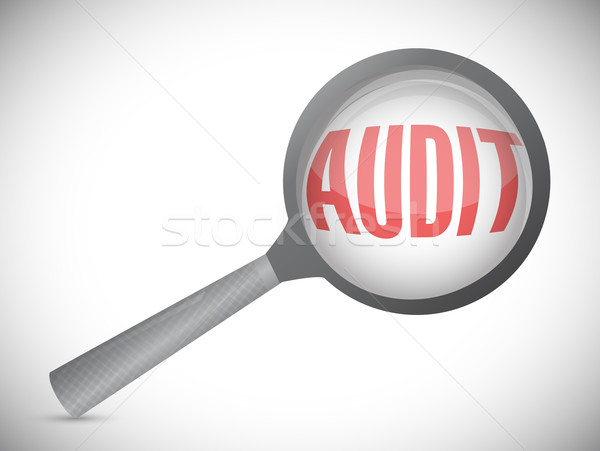 audit magnify text illustration design over a white background Stock photo © alexmillos