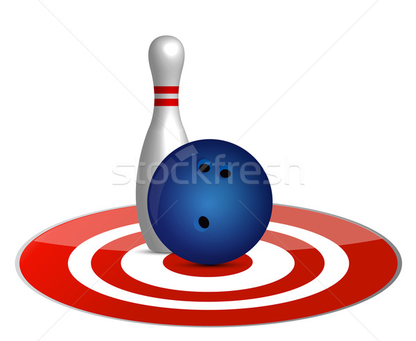 Foto stock: Bola · de · bolos · objetivo · deporte · rojo · flecha · bordo