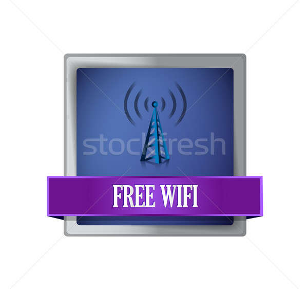 Libre wifi azul botón ilustración Foto stock © alexmillos