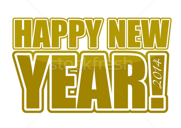 Gold Happy New Year 2014 sign illustration design Stock photo © alexmillos