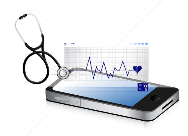 modern medical app smartphone with a Stethoscope illustration de Stock photo © alexmillos