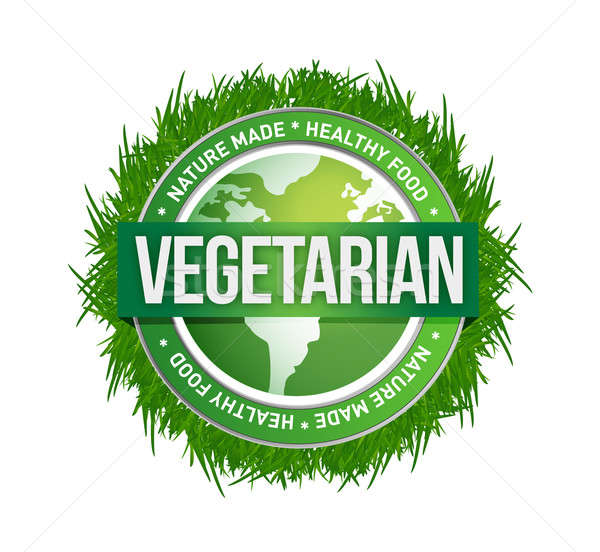vegetarian green seal illustration design over a white backgroun Stock photo © alexmillos