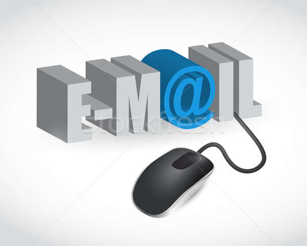 email sign and mouse illustration design over white Stock photo © alexmillos