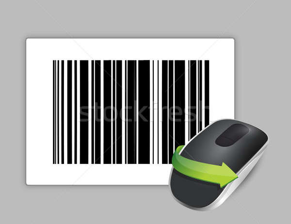 Stock photo: upc code and Wireless computer mouse isolated on white backgroun