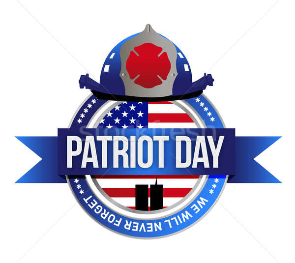 patriot day seal. fire fighters illustration design over white Stock photo © alexmillos