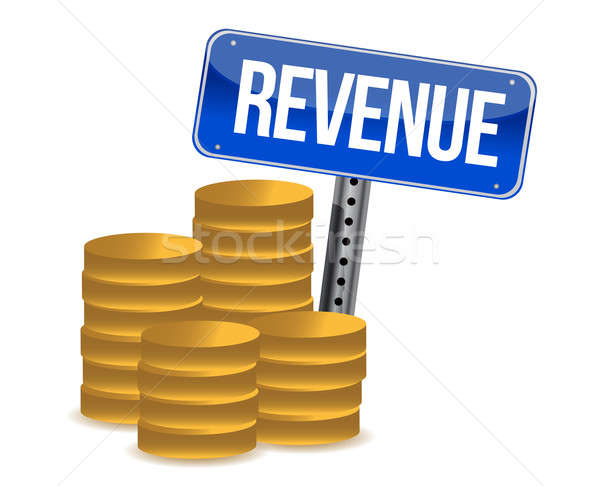 revenue coins and sign illustration design over a white backgrou Stock photo © alexmillos