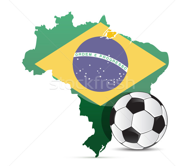 Brazilian flag map and soccer ball isolated  Stock photo © alexmillos
