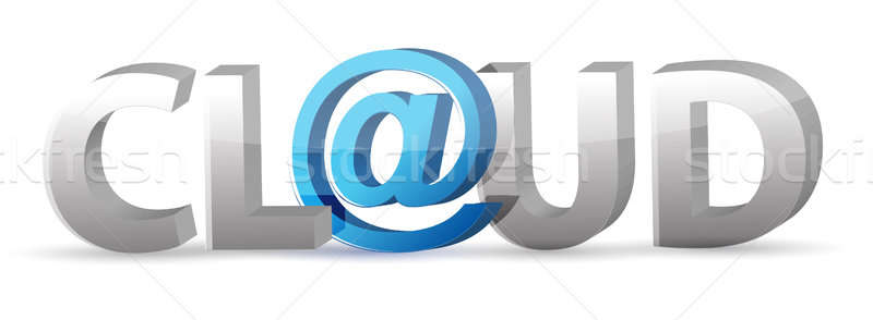 Grey word CLOUD with at symbol  Stock photo © alexmillos
