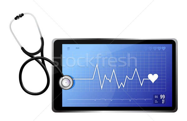 Modern orvosi app tabletta sztetoszkóp illusztráció Stock fotó © alexmillos