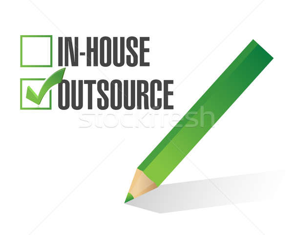 in-house outsource check mark illustration design over white Stock photo © alexmillos