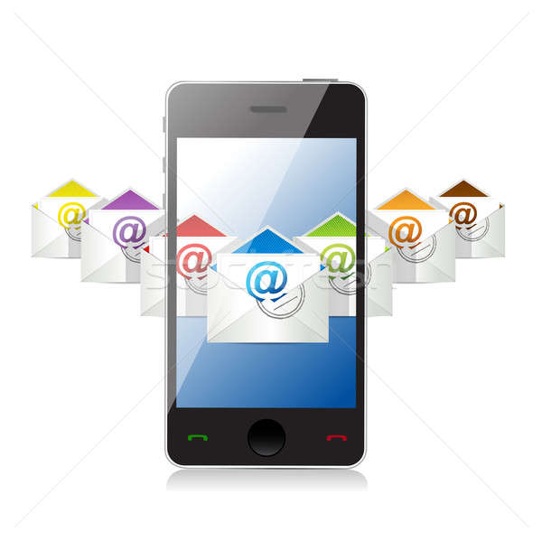 online inbox emails technology. illustration design over a white Stock photo © alexmillos