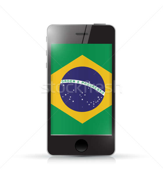 phone with brazil flag illustration design over a white backgrou Stock photo © alexmillos