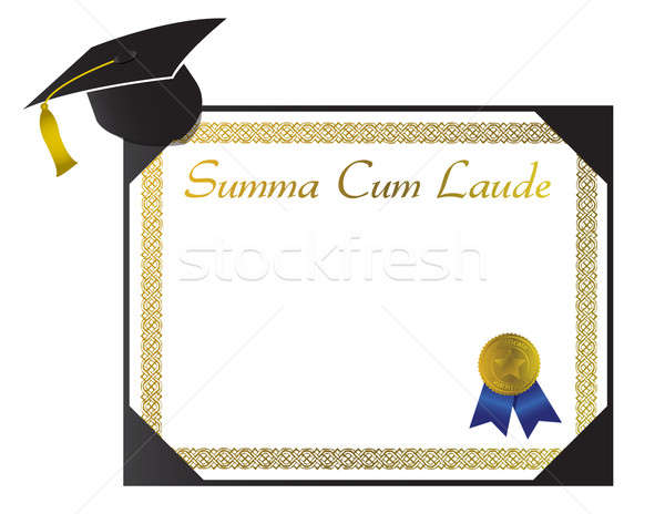 Stock photo: Summa Cum Laude College Diploma with cap and tassel