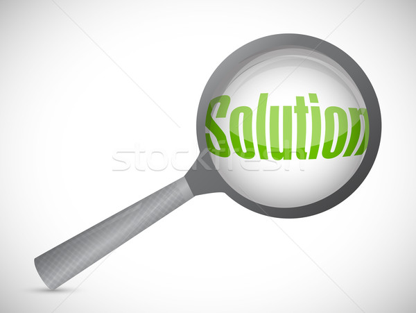 Magnifying glass showing solution word on white background Stock photo © alexmillos