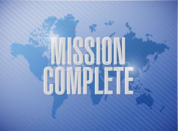 mission complete world map sign concept Stock photo © alexmillos