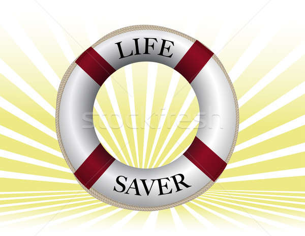 Life preserver over sun rays background. Stock photo © alexmillos