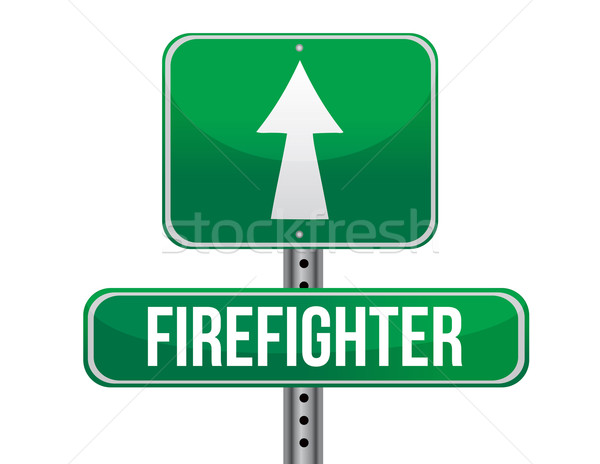 firefighter road sign illustration design over a white backgroun Stock photo © alexmillos