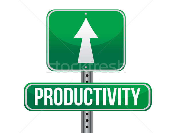 productivity road sign illustration design over a white backgrou Stock photo © alexmillos
