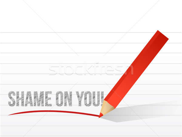 shame on you written on a pice of paper. illustration design Stock photo © alexmillos