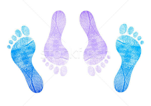 Couple amour autre pieds imprimer Photo stock © alexmillos