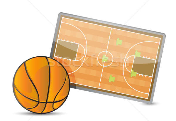 Kosárlabda mező taktika asztal golyók illusztráció Stock fotó © alexmillos