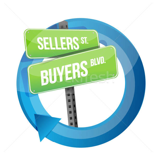 Stock photo: roadsign of words sellers and buyers