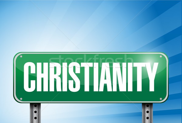 Christendom religieuze verkeersbord banner illustratie ontwerp Stockfoto © alexmillos