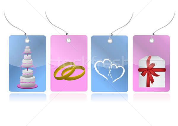 love weeding set of tags illustration Stock photo © alexmillos