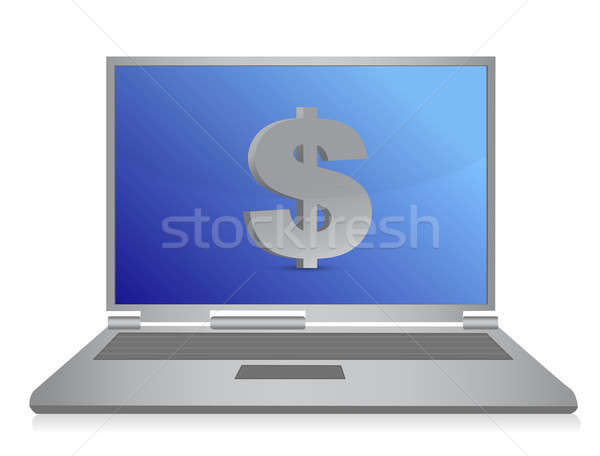 Zdjęcia stock: Online · działalności · laptop · Dolar · symbol · ilustracja