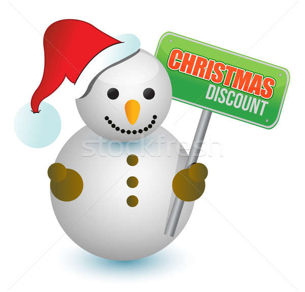 christmas discount snowman sign illustration design over white Stock photo © alexmillos