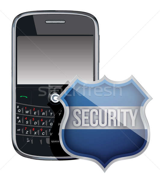 mobile phone security shield illustration design over white Stock photo © alexmillos