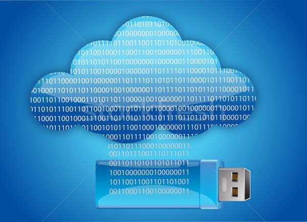 Stockfoto: Wolk · een · usb · sleutel · gegevens · illustratie