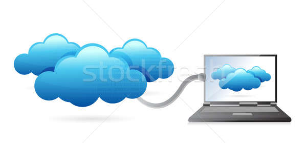 Network laptop connecting with clouds  Stock photo © alexmillos