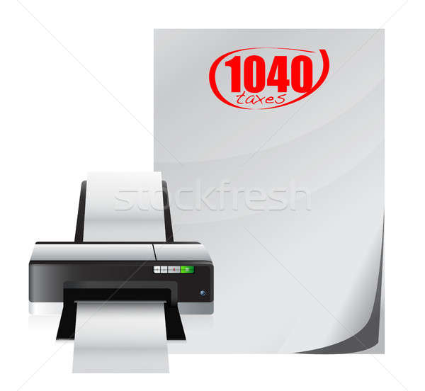 Stockfoto: Printer · papierwerk · documenten · illustratie · ontwerp