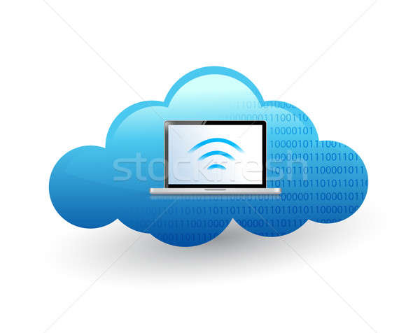 Computador portátil nuvem wi-fi ilustração projeto laptop Foto stock © alexmillos