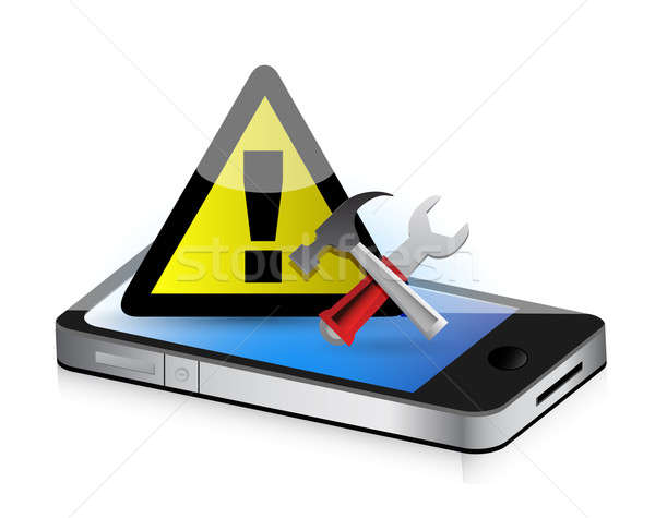 Figyelmeztetés szerszámok okostelefon illusztráció terv grafikus Stock fotó © alexmillos
