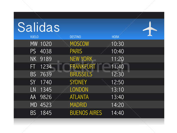 Aeroport timp plecare tabel spaniol ilustrare Imagine de stoc © alexmillos